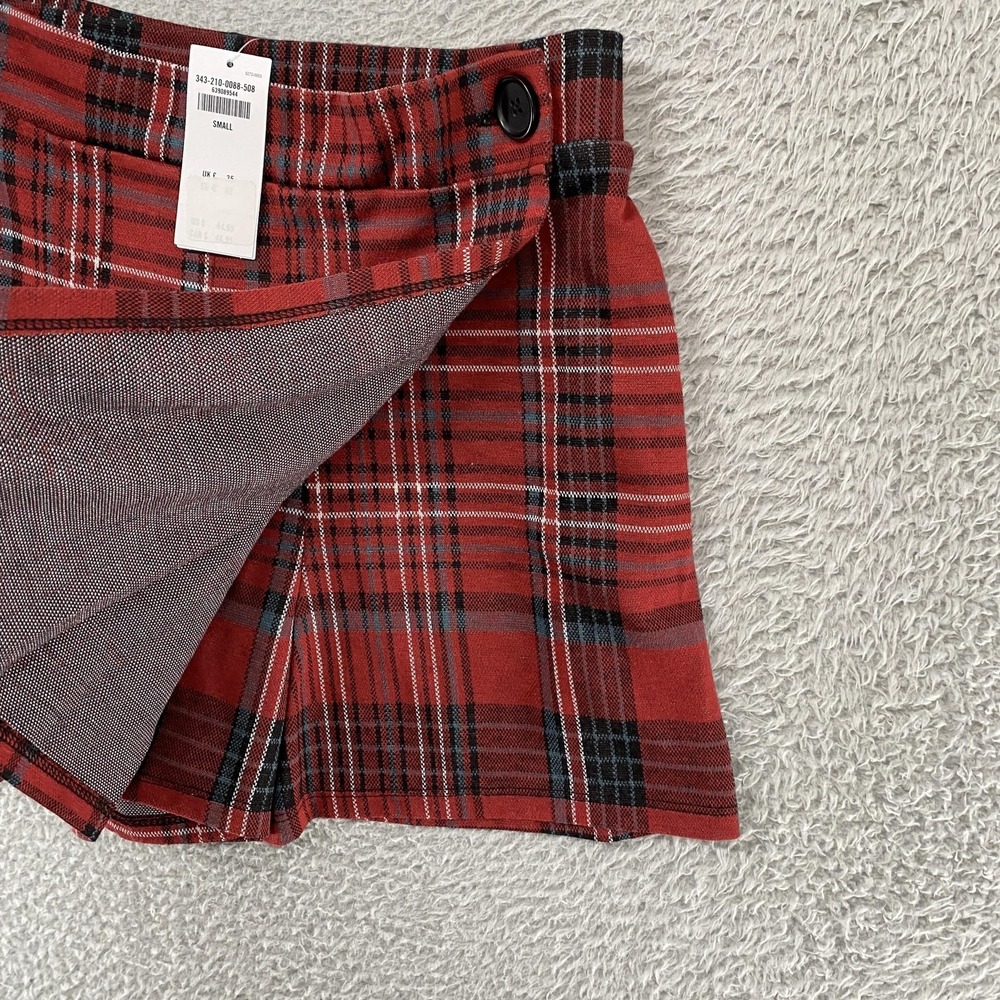Hollister Skort Womens‎ Small Ultra High Rise Red Plaid Wrap Academia Shorts - Picture 4 of 16